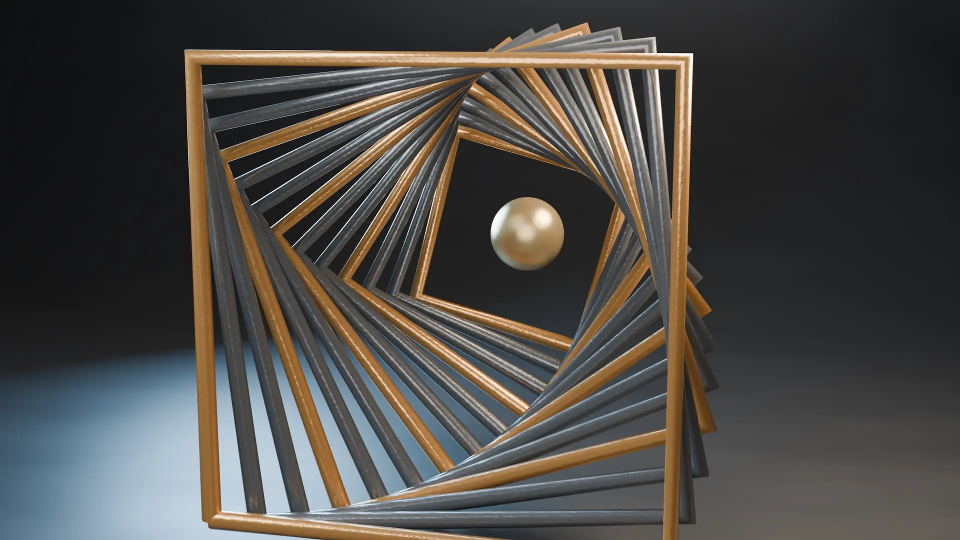 Abstract metallic architectural sculpture representing precision and design